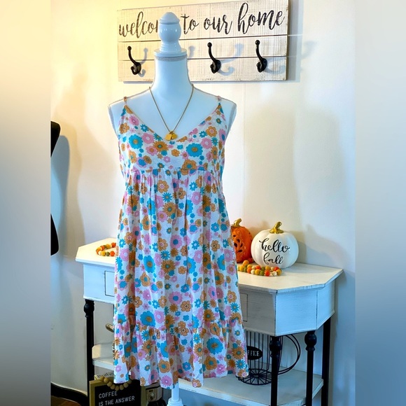 Keep Blooming Multicolor Floral Dress 💙💛💗 - Picture 1 of 8